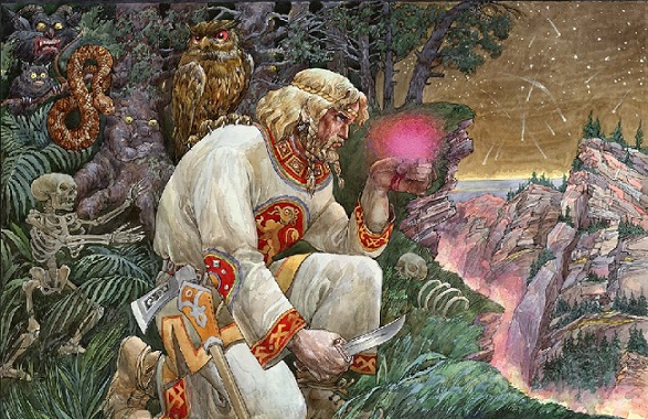 Laģeva-Koroļkova glezna pēc slāvu pasakām "Volhvs – Pērkona zieds"